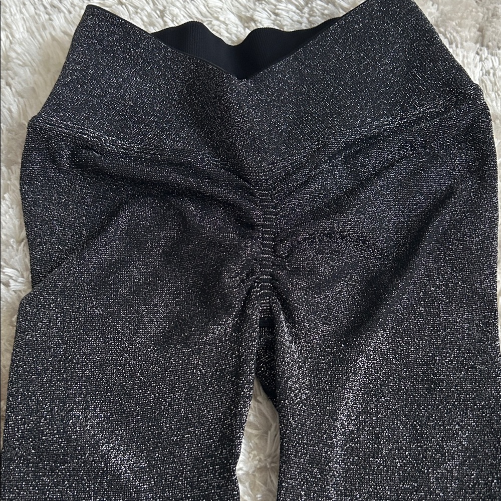 Bombshell Sportswear Glittery Black Scrunch Butt Leggings - Picture 4 of 5